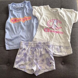 Champion Kids Pajama Set - Light Blue, White, and Pink